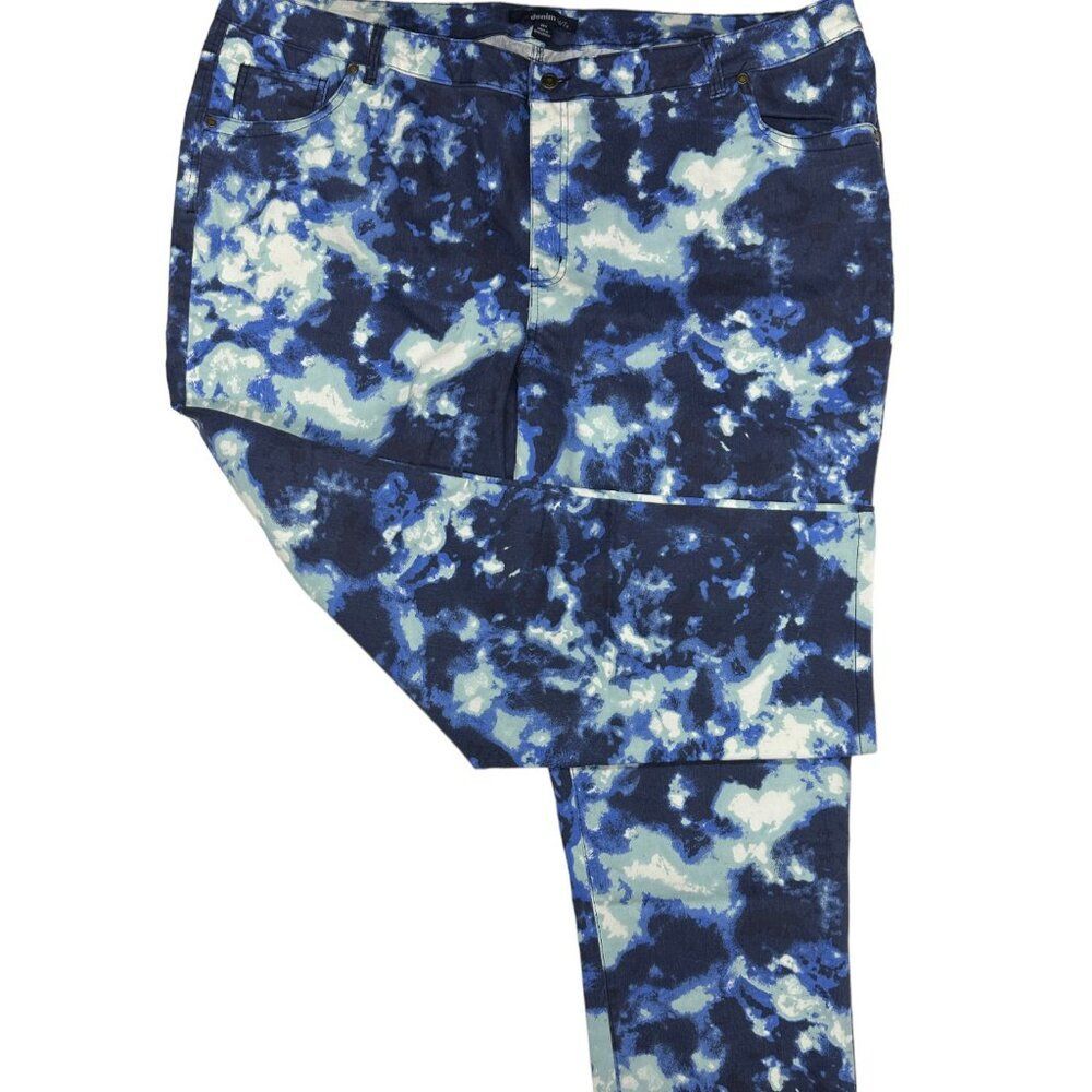 Denim 24/7 Blue Watercolor Straight Leg Jeans (28W)